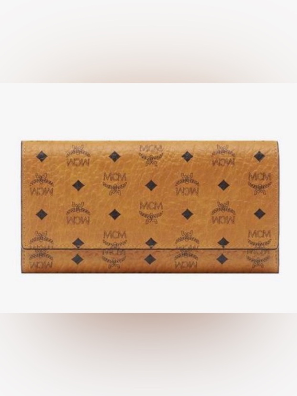 [MCM] Signature Logo Bi-Fold Long Continental Snap Button Wallet in Cognac Brown - Picture 2 of 16